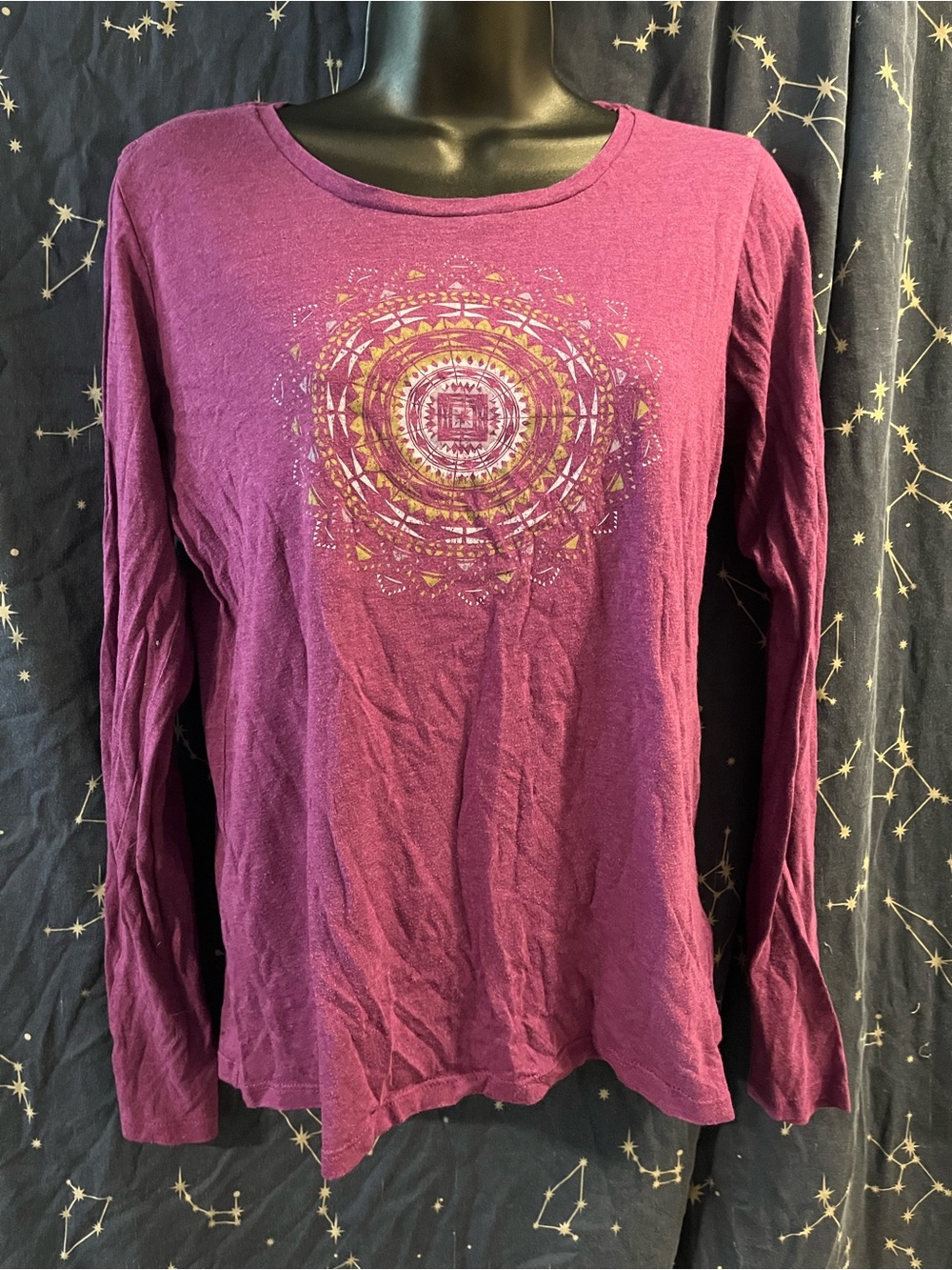 Columbia Women's Long-Sleeve Plum Graphic Tee with Mandala Detail